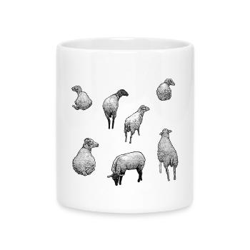 schafherde, ländlich, süße tiermotive - Tasse mit Herzhenkel - Weiß - Vorne