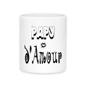 Papy Amour Cœur Grand Père - Mug avec anse en forme de cœur - blanc - Devant