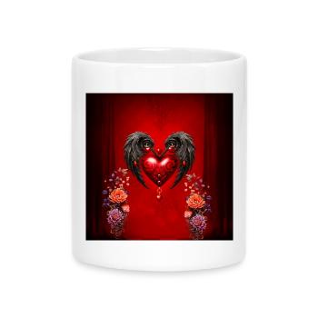 The Heart with Black Wings - Mug with Heart-Shaped Handle - white - Front