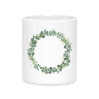 Couronne d’hiver de branches d’eucalyptus et de sapin - Mug avec anse en forme de cœur - blanc - Devant