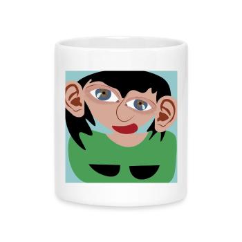 Femme aux cheveux noirs - Mug avec anse en forme de cœur - blanc - Devant