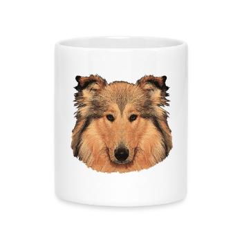 hunde tees mädchen, langhaar collie - Tasse mit Herzhenkel - Weiß - Vorne
