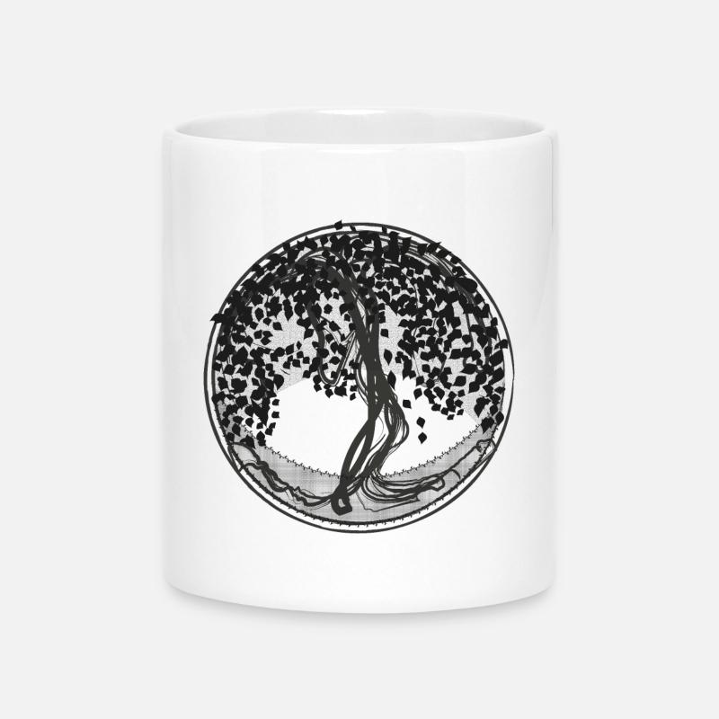 Dunkler Baumkreis Silhouette - Tasse mit Herzhenkel - Weiß