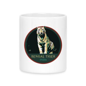 Bengalischer Tiger Porträt Aufnäher: Indische Fauna - Tasse mit Herzhenkel - Weiß - Vorne