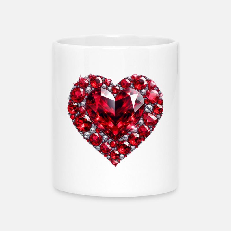 Crystal Love Ruby - Mug with Heart-Shaped Handle - white