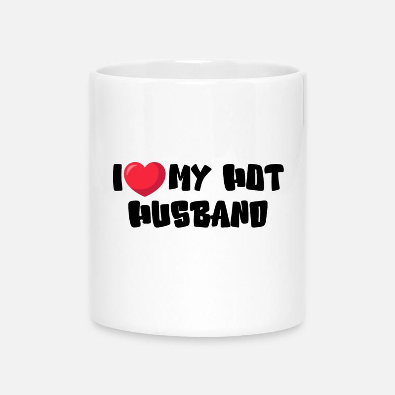 I Love My Hot Husband - Mug with Heart-Shaped Handle - white