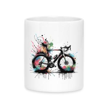 Fahrrad Sprayfarben Splash - Tasse mit Herzhenkel - Weiß - Vorne
