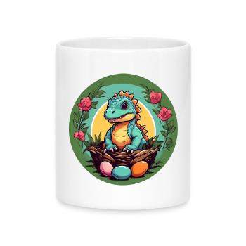 Dinobaby petit dinosaure dans le panier de Pâques - Mug avec anse en forme de cœur - blanc - Devant