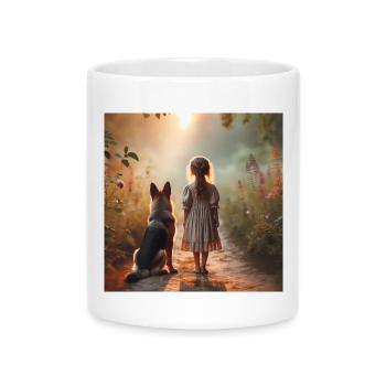 Deutscher Schäferhund Kunst - Tasse mit Herzhenkel - Weiß - Vorne