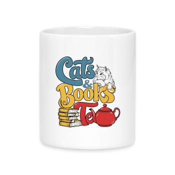 Conception de thème de chats et de livres - Mug avec anse en forme de cœur - blanc - Devant