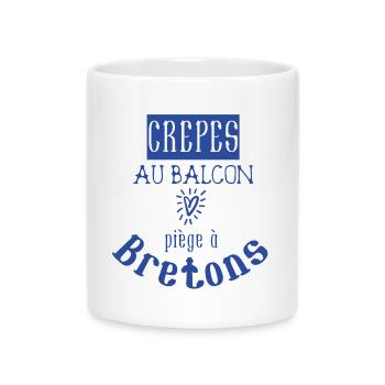 Crêpes au balcon piège à bretons - Bretagne BZH - Mug avec anse en forme de cœur - blanc - Devant