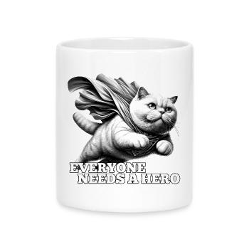 Super Cat Superhero BKH White British Shorthair - Mug with Heart-Shaped Handle - white - Front