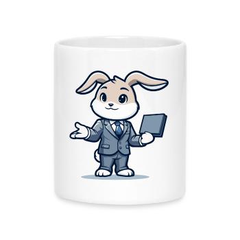 Techie Hopper: The Corporate Rabbit - Mug with Heart-Shaped Handle - white - Front