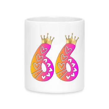 66. Geburtstag - Krone - Tasse mit Herzhenkel - Weiß - Vorne
