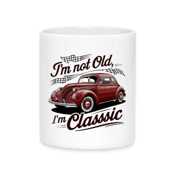Vintage Retro Flug Oldtimer Design - Tasse mit Herzhenkel - Weiß - Vorne