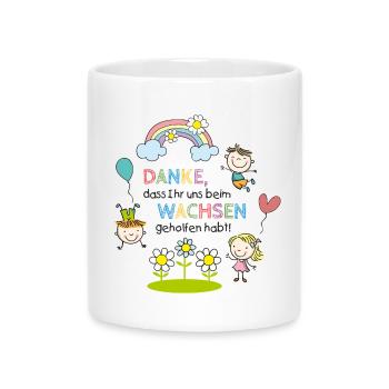 Dire adieu | Enfants - Arc-en-ciel - Fleurs - Mug avec anse en forme de cœur - blanc - Devant