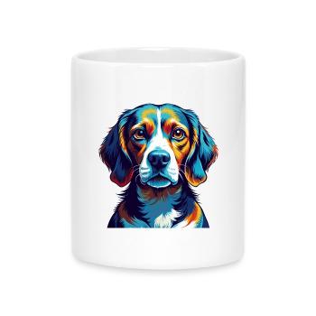 Beagle Harrier Hunderasse Bunte Karikatur Kawaii - Tasse mit Herzhenkel - Weiß - Vorne