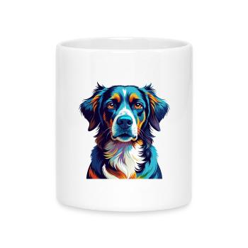Braque Auvergne Dog Breed Colorful Cartoon Kawaii - Mug with Heart-Shaped Handle - white - Front