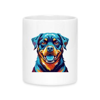 Rottweiler Chien Race Coloré Dessin Animé Kawaii - Mug avec anse en forme de cœur - blanc - Devant