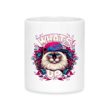 Was geht ab Heilige Birma Katze Birmakatze - Tasse mit Herzhenkel - Weiß - Vorne
