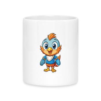 Vogel Niedliche Zeichentrickfigur Kawaii Clipart - Tasse mit Herzhenkel - Weiß - Vorne