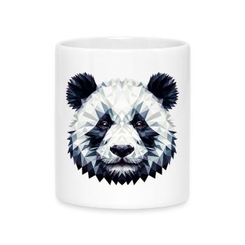 Polygonaler Panda - Tasse mit Herzhenkel - Weiß - Vorne