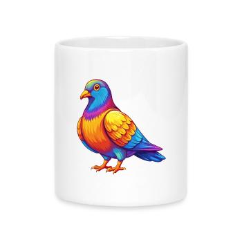 Taube Bunte Kawaii Cartoon Figur Clipart - Tasse mit Herzhenkel - Weiß - Vorne