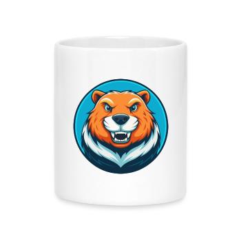 Biber süße Kawaii Cartoon Clipart Tier Haustier Logo - Tasse mit Herzhenkel - Weiß - Vorne