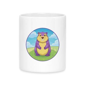 Marmot Cute Kawaii Cartoon Clipart Animal Pet - Mug with Heart-Shaped Handle - white - Front