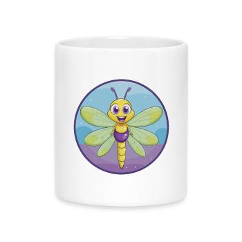 Libelle Niedliche Kawaii Cartoon Clipart Tier Haustier - Tasse mit Herzhenkel - Weiß - Vorne
