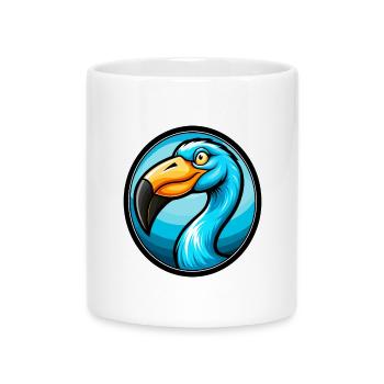 Flamingo Bunte Kawaii Cartoon Figur Clipart - Tasse mit Herzhenkel - Weiß - Vorne