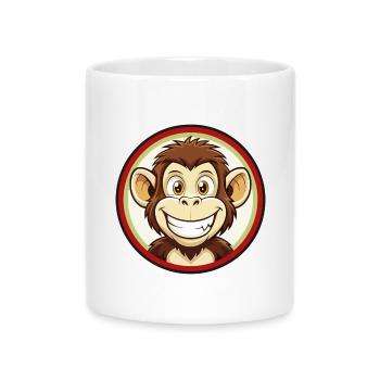 Affe Bunte Kawaii Cartoon Figur Clipart - Tasse mit Herzhenkel - Weiß - Vorne