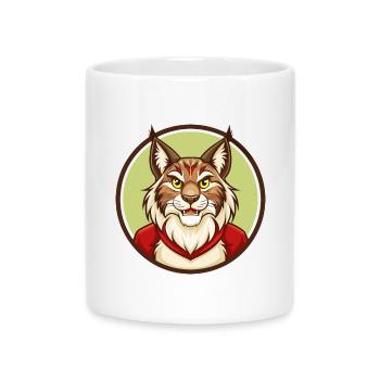 Luchs Bunt Kawaii Cartoon Figur Clipart Haustier - Tasse mit Herzhenkel - Weiß - Vorne