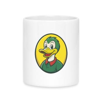 canard mignon kawaii dessin animé clipart animal de compagnie - Mug avec anse en forme de cœur - blanc - Devant