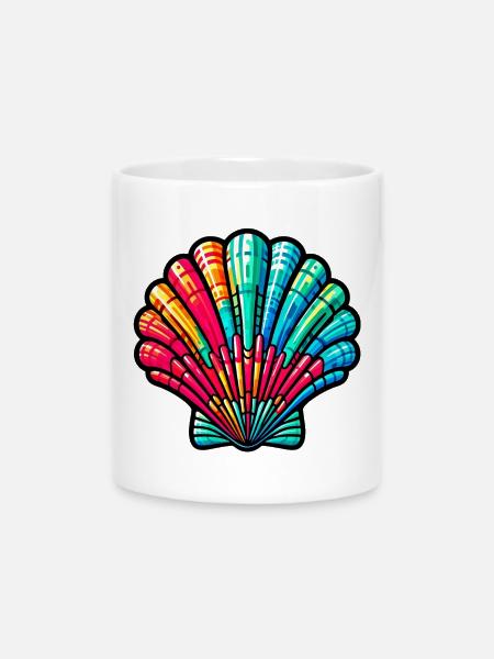 Muschel - Tasse mit Herzhenkel - Weiß