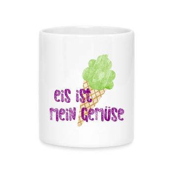 Eis coole lustige Sprüche Gemüse schlecken Eiskrem - Tasse mit Herzhenkel - Weiß - Vorne