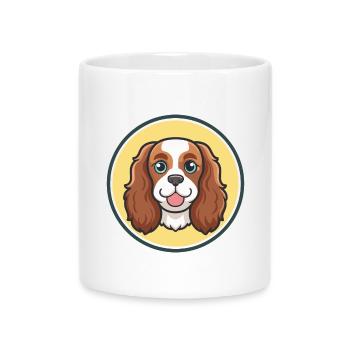 King Charles Spaniel Dog Breed Cartoon Kawaii Pet - Mug with Heart-Shaped Handle - white - Front