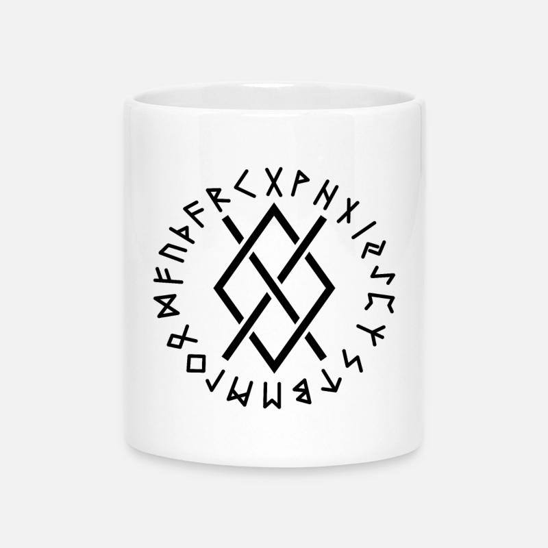 Gungnir runes black - Mug with Heart-Shaped Handle - white