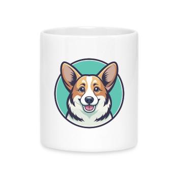 Pembroke Welsh Corgi Hunderasse Cartoon Kawaii Haustier - Tasse mit Herzhenkel - Weiß - Vorne