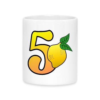 NUMÉRO 50 - CINQUANTE - CITRON - Mug avec anse en forme de cœur - blanc - Devant