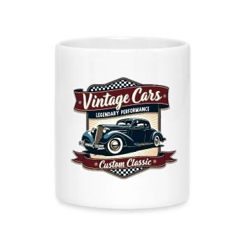 Voiture vintage design rétro - Mug avec anse en forme de cœur - blanc - Devant