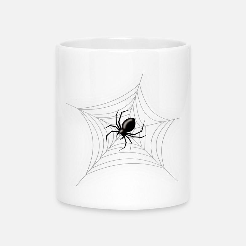 Scary Halloween Spider in its Web - Mug with Heart-Shaped Handle - white