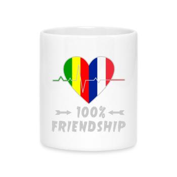 100 % amitié entre le Mali et la France - Mug avec anse en forme de cœur - blanc - Devant
