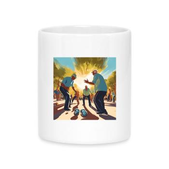 Pétanque, Pétanque-Fan, Bowler - Tasse mit Herzhenkel - Weiß - Vorne