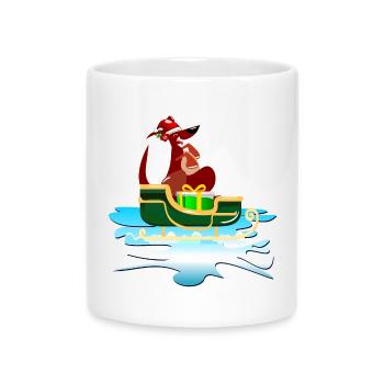 CHRISTMAS KANGAROO SLEIGH - Mug with Heart-Shaped Handle - white - Front
