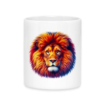 Lion - Mug with Heart-Shaped Handle - white - Front