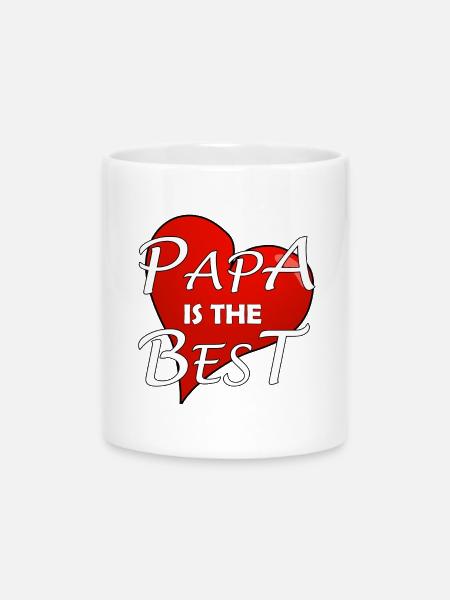 PAPA IS THE BEST - Tasse mit Herzhenkel - Weiß