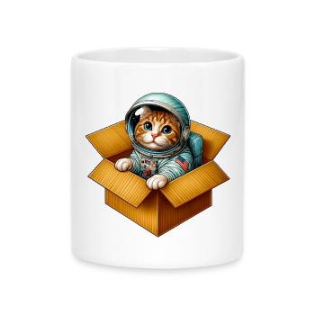 Astronaut Cat - Mug with Heart-Shaped Handle - white - Front