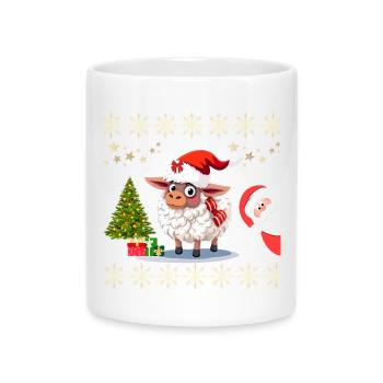 Mouton Festif de Noël - Pulls et Habits Mignons - Mug avec anse en forme de cœur - blanc - Devant
