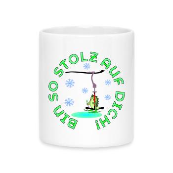 SKIANFÄNGER DINOSAURIER STOLZ SKISPORT - Tasse mit Herzhenkel - Weiß - Vorne